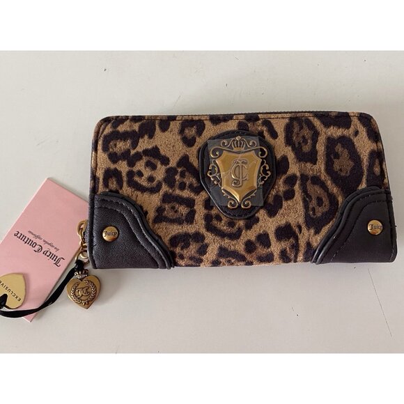 Juicy Couture Juicy Romance Gusset Single Zip Around Natural Leopard VIRAL NEW - Picture 4 of 16